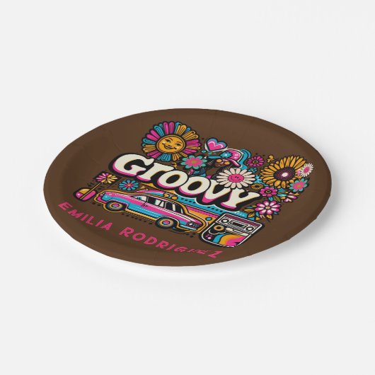 Aangepaste 70's Retro Disco Verjaardag Boogie Groo Papieren Bordje (Gekanteld)