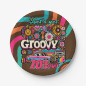 Aangepaste 70's Retro Disco Verjaardag Boogie Groo Papieren Bordje (Voorkant)