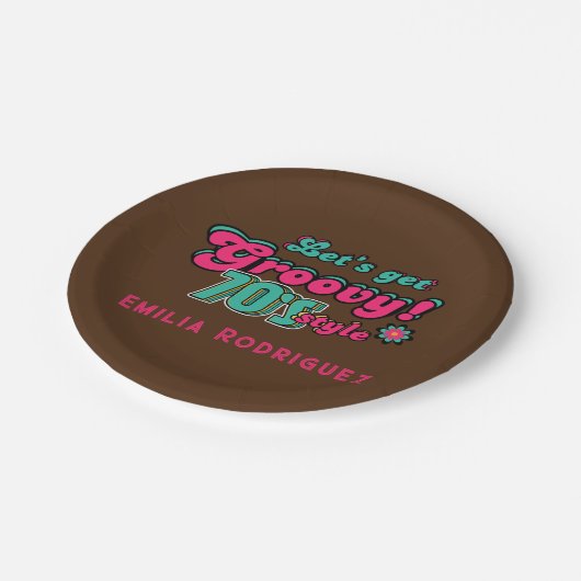 Aangepaste 70's Retro Disco Verjaardag Boogie Groo Papieren Bordje (Gekanteld)