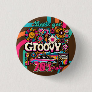 Aangepaste 70's Retro Disco Verjaardag Boogie Groo Ronde Button 3,2 Cm