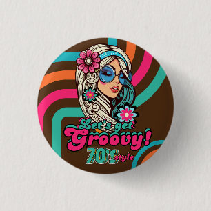 Aangepaste 70's Retro Disco Verjaardag Boogie Groo Ronde Button 3,2 Cm