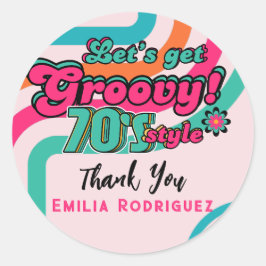 Aangepaste 70's Retro Disco Verjaardag Boogie Groo Ronde Sticker