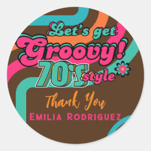 Aangepaste 70's Retro Disco Verjaardag Boogie Groo Ronde Sticker