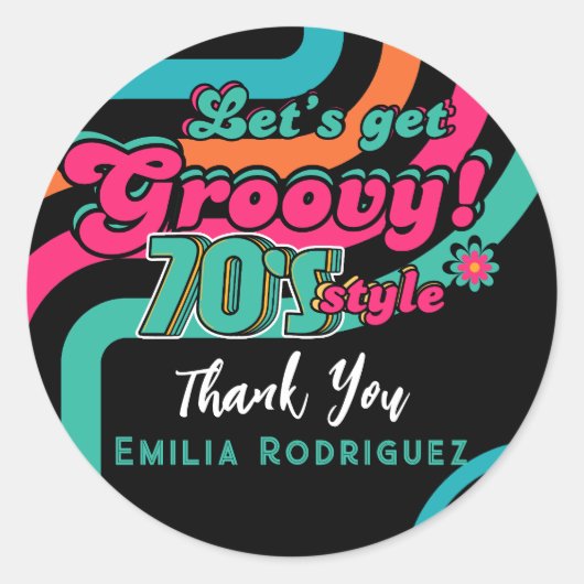 Aangepaste 70's Retro Disco Verjaardag Boogie Groo Ronde Sticker (Voorkant)