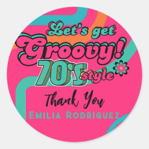 Aangepaste 70's Retro Disco Verjaardag Boogie Groo Ronde Sticker
