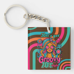 Aangepaste 70's Retro Disco Verjaardag Boogie Groo Sleutelhanger