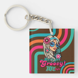 Aangepaste 70's Retro Disco Verjaardag Boogie Groo Sleutelhanger
