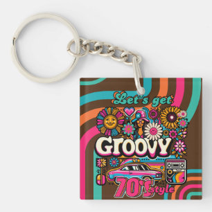 Aangepaste 70's Retro Disco Verjaardag Boogie Groo Sleutelhanger