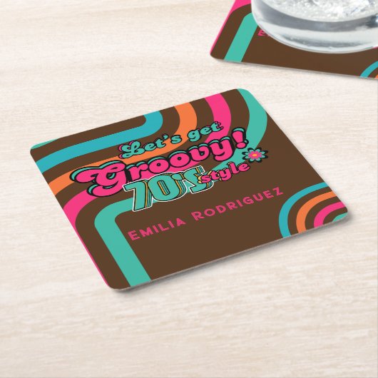 Aangepaste 70's Retro Disco Verjaardags Boogie Gro Kartonnen Onderzetters (Schuin)