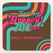 Aangepaste 70's Retro Disco Verjaardags Boogie Gro Kartonnen Onderzetters (Voorkant)