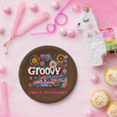 Aangepaste 70's Retro Disco Verjaardags Boogie Gro Papieren Bordje (Feest)