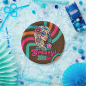 Aangepaste 70's Retro Disco Verjaardags Boogie Gro Papieren Bordje (Feest)