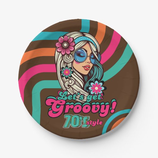 Aangepaste 70's Retro Disco Verjaardags Boogie Gro Papieren Bordje (Voorkant)
