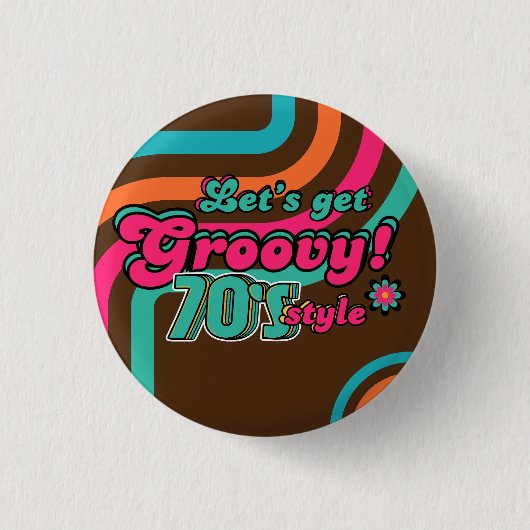 Aangepaste 70's Retro Disco Verjaardags Boogie Gro Ronde Button 3,2 Cm (Voorkant)