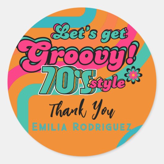 Aangepaste 70's Retro Disco Verjaardags Boogie Gro Ronde Sticker (Voorkant)