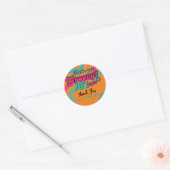 Aangepaste 70's Retro Disco Verjaardags Boogie Gro Ronde Sticker (Envelop)