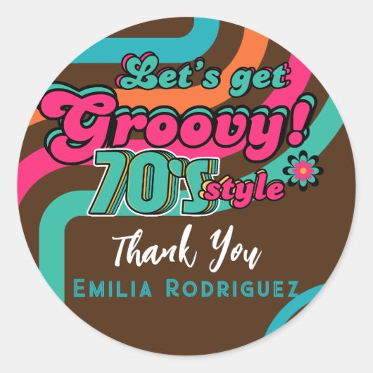 Aangepaste 70's Retro Disco Verjaardags Boogie Gro Ronde Sticker (Voorkant)
