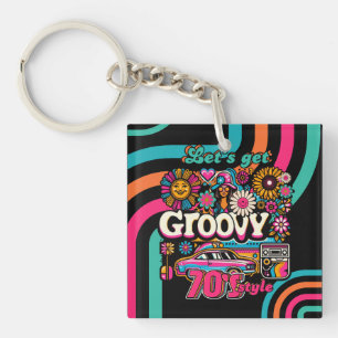 Aangepaste 70's Retro Disco Verjaardags Boogie Gro Sleutelhanger