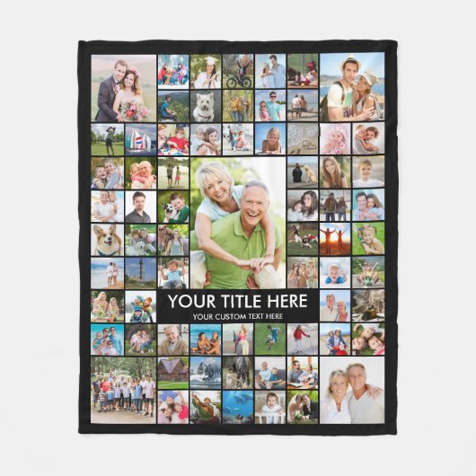 Aangepaste 71 foto-Collage aangepaste kleur Fleece Deken (Voorkant)