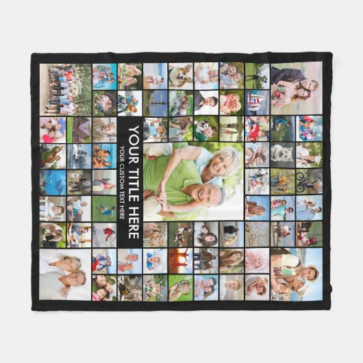 Aangepaste 71 foto-Collage aangepaste kleur Fleece Deken (Voorkant (Horizontaal))