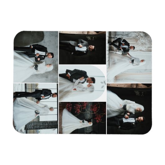 Aangepaste 7-foto bruiloft collage magneet (Horizontaal)