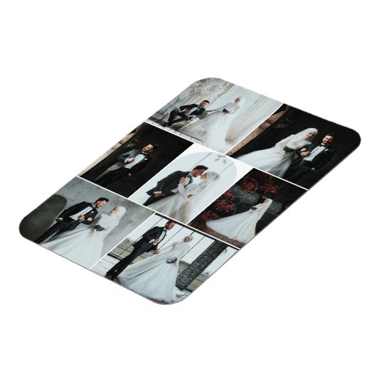 Aangepaste 7-foto bruiloft collage magneet (Linkerzijde)