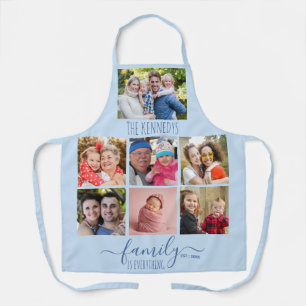Aangepaste 7 foto collage familie citaat lichtblau schort