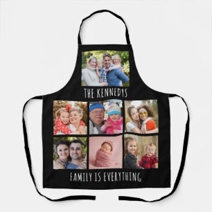 Aangepaste 7 Foto Collage Familienaam Citaat Zwart Schort