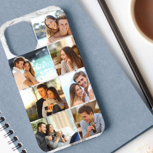 Aangepaste 7 foto collage grijs marmer Case-Mate iPhone case