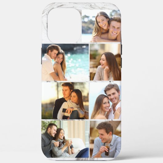 Aangepaste 7 foto collage grijs marmer Case-Mate iPhone case (Achterkant)