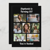 Aangepaste 7 Foto Collage Verjaardagsfeest Kaart (Voorkant / Achterkant)