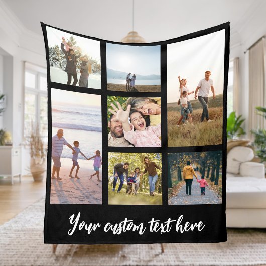 Aangepaste 7 fotocollage fleece deken