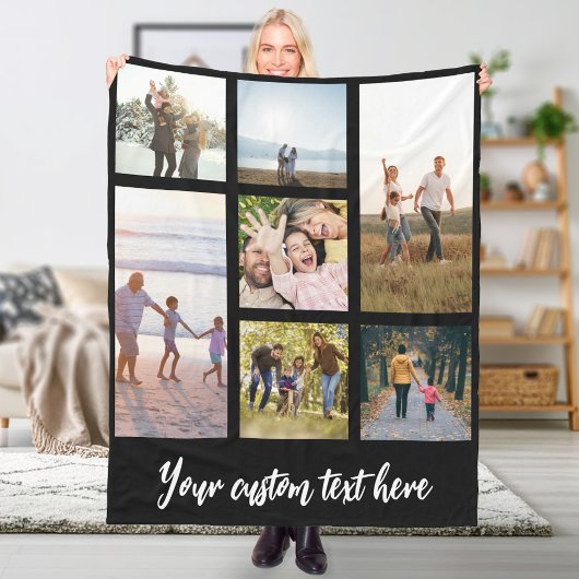 Aangepaste 7 fotocollage fleece deken