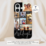 Aangepaste 7 fotokleuren iPhone 16 hoesje<br><div class="desc">Creëer uw eigen gepersonaliseerde kleur fotocel telefoonhoesje met behulp van deze eenvoudig te uploaden foto collage sjabloon met 7 afbeeldingen in verschillende maten en vormen en jouw naam in uw keuze van lettertype stijl en alle kleuren (getoond met een chique handgeschreven handgeschreven lettertype in wit op een zwarte achtergrond). TELEFOONOPTIES:...</div>