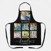Aangepaste 7 Photo Collage Familienaam Quote Zwart Schort (Voorkant)