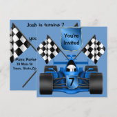 AANGEPASTE 7e BIRTHDAY Race Car Invitation Kaart (Voorkant / Achterkant)