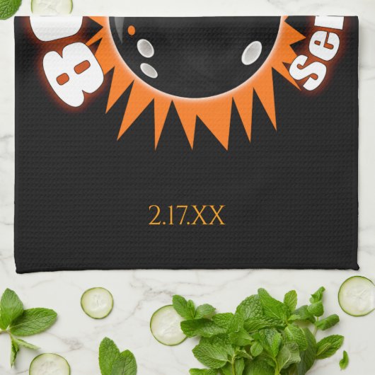 Aangepaste 800-reeks in zwart-Oranje Bowling Theedoek (Gevouwen)