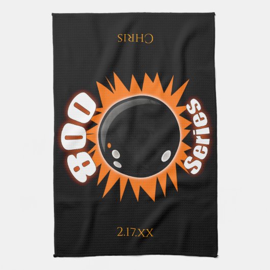 Aangepaste 800-reeks in zwart-Oranje Bowling Theedoek (Verticaal)