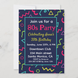 Aangepaste 80-90-retro Neon Birthday Party Kaart