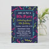 Aangepaste 80-90-retro Neon Birthday Party Kaart (Staand voorkant)