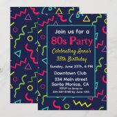 Aangepaste 80-90-retro Neon Birthday Party Kaart (Voorkant / Achterkant)