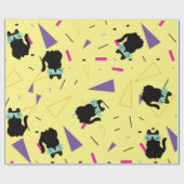 Aangepaste 80-inch Retro Black Cool Cat Throwback Cadeaupapier (Vlak)