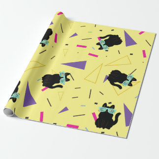 Aangepaste 80-inch Retro Black Cool Cat Throwback Cadeaupapier