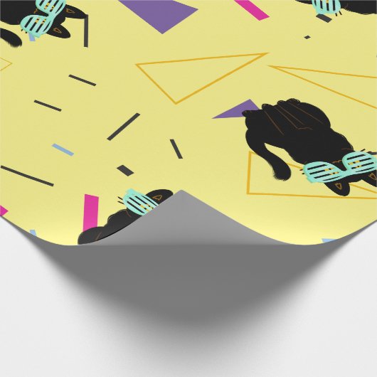 Aangepaste 80-inch Retro Black Cool Cat Throwback Cadeaupapier (Hoek)