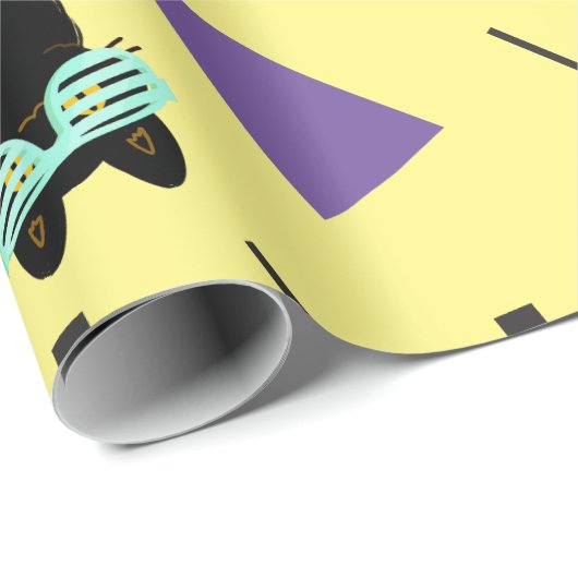 Aangepaste 80-inch Retro Black Cool Cat Throwback Cadeaupapier (Rol Hoek)