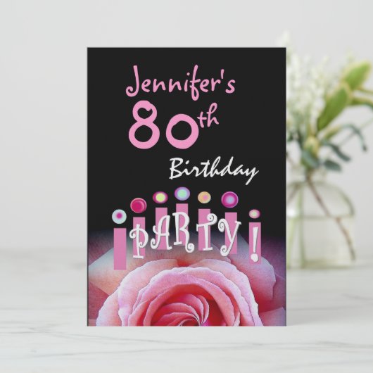 Aangepaste 80e dag-dag-feestdag roze kaarsen kaart (Staand voorkant)