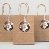 Aangepaste 80e verjaardag foto hallo 80 jongens ma ronde sticker