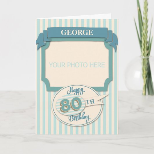 Aangepaste 80e verjaardag Kaart - Naam en foto toe (Voorkant)