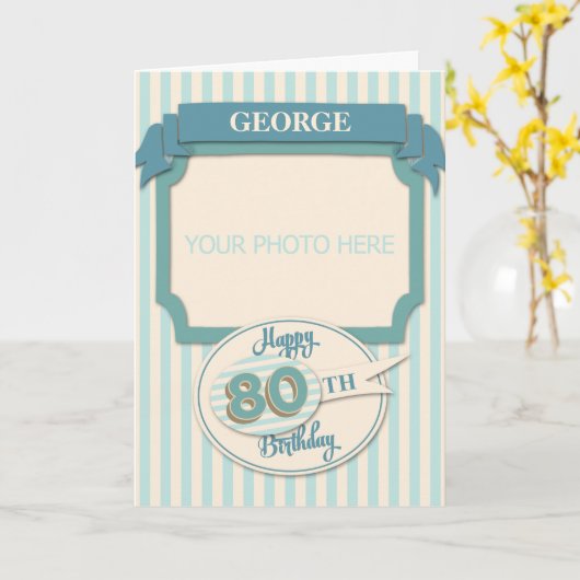 Aangepaste 80e verjaardag Kaart - Naam en foto toe (Gele Bloem)