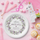 Aangepaste 80e Verjaardag Paarse Lila Lente Bloem Papieren Bordje (Feest)